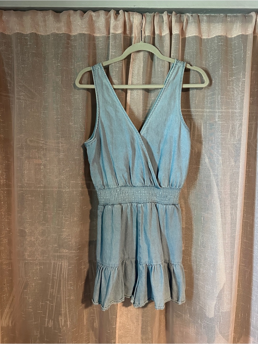 American Eagle Outfitters Light Blue Denim Romper